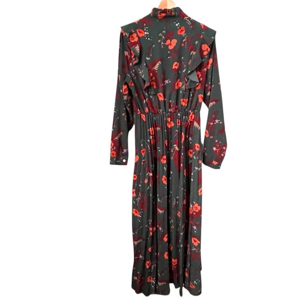 Shein Cottagecore Vibe Floral Long Sleeve Dress in Forest Green in Size Large - Picture 7 of 12